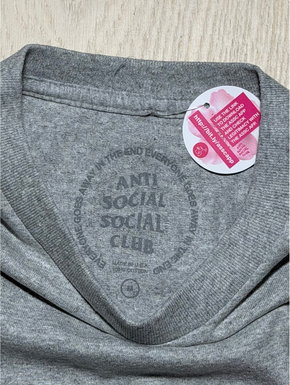 Anti Social Social Club ASSC Heather Gray Pink Logo Tee Shirt Large New - Picture 2 of 3